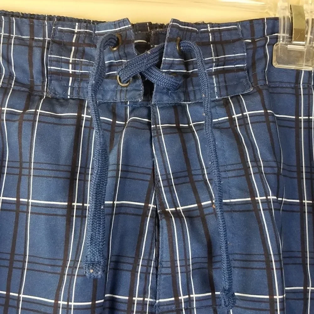 Red Camel Navy Plaid Swimming Trunks